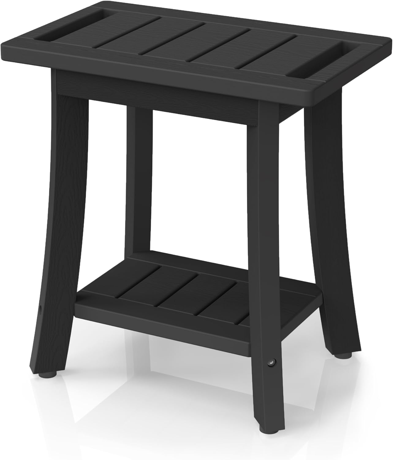 HIPS Shower Bench Inside Shower Stool with Storage Shelf, Waterproof Spa Bath Chair for Bathroom, Seat or Organizer for Living Room, Bedroom - Great for All Ages Unisex Elderly (Small, Black)