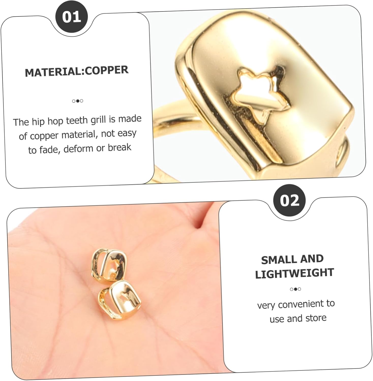 2pcs Teeth Grills Caps for Parties Unique Costume Accessories for Cosplay and Halloween Design for Music and Rappers