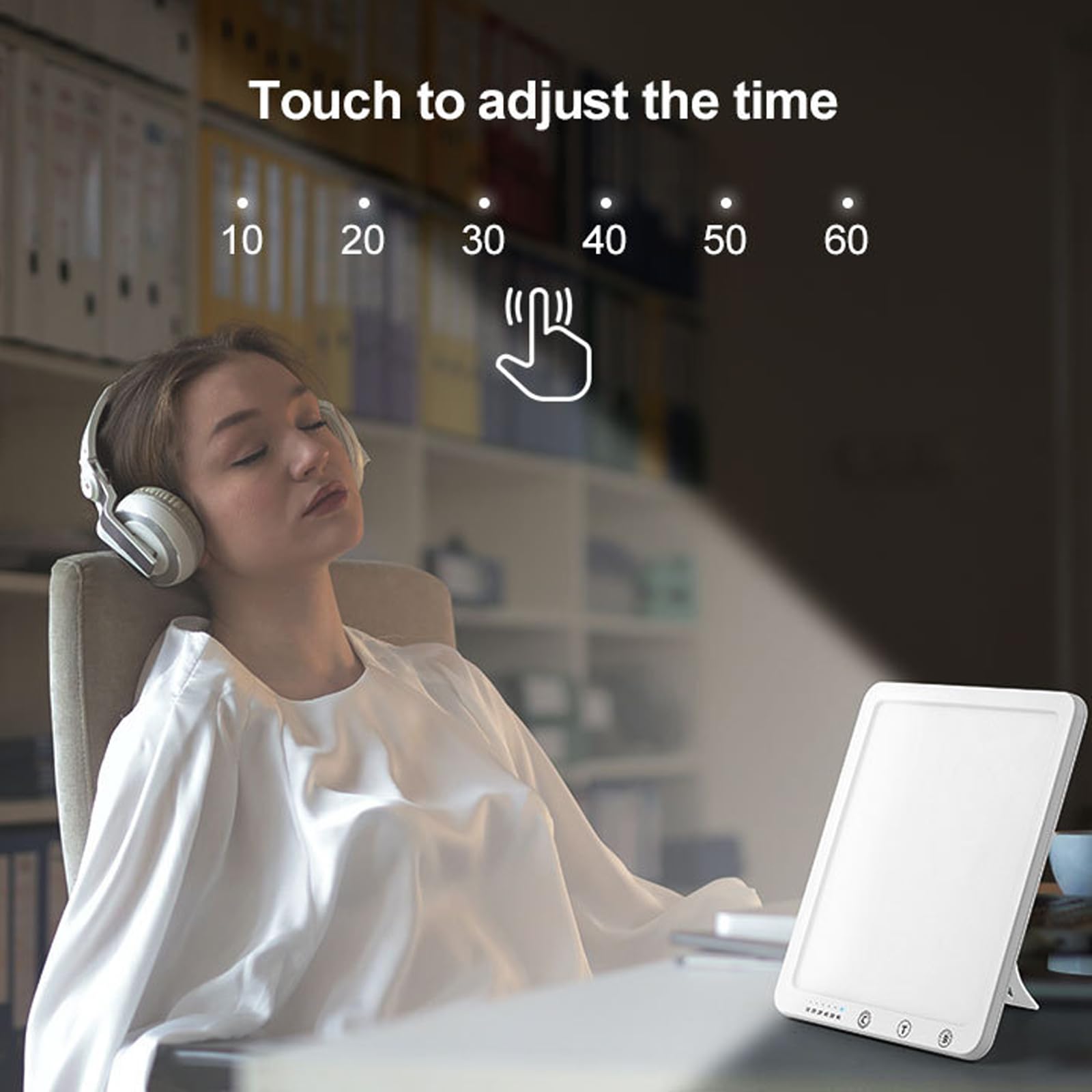 Lámpara de Terapia de Luz 10000 Lux LED Smart Bionic Sun Ajuste 3 Temperaturas de Color 5 Niveles de Brillo y Temporizadores Aumenta el Enfoque y la Concentración