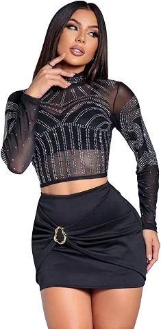 Blusa Cropped Tule Transparente Blusa Cropped Boiadeira Tule Transparente Preto Com Detalhes Strass Prata Brilho - Noite F...