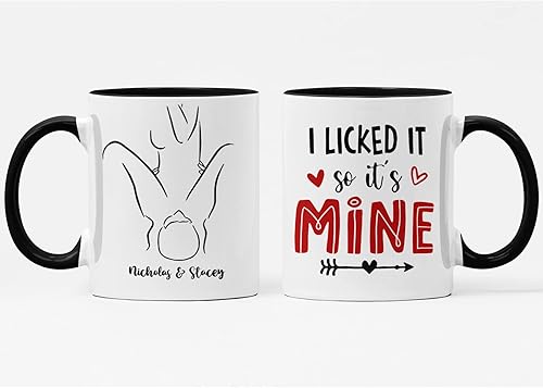 Miniatura 2 de Taza divertida para parejas con texto en inglés I Licked It So Its Mine regalo para ella regalo para él novia regalo para novio mejor amigo feliz