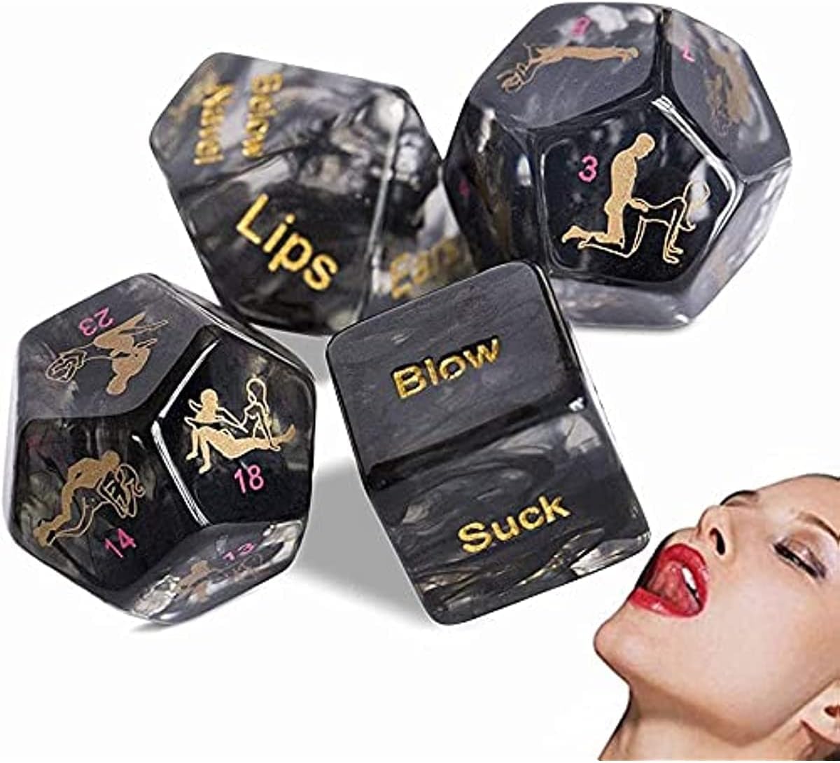 4pcs Juegos para Parejas, romántico y Exquisito Juego de Dados Juguetes pequeños - Regalos Divertidos - Citas de Pareja.