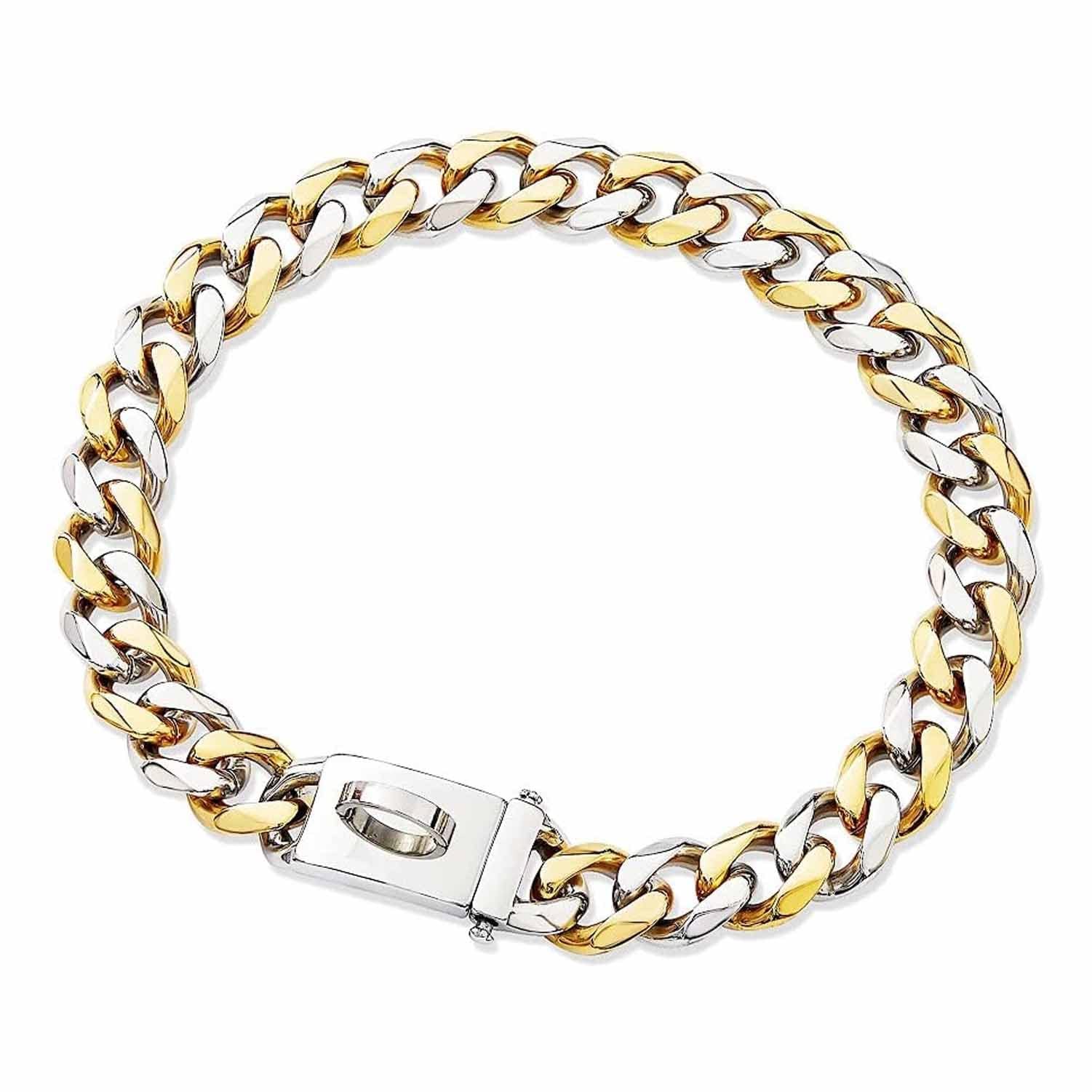 Collar de Cadena para Perro, Resistente al Agua, de Acero y Metal, básico, para Cachorros pequeños, medianos y Grandes (Dorado).