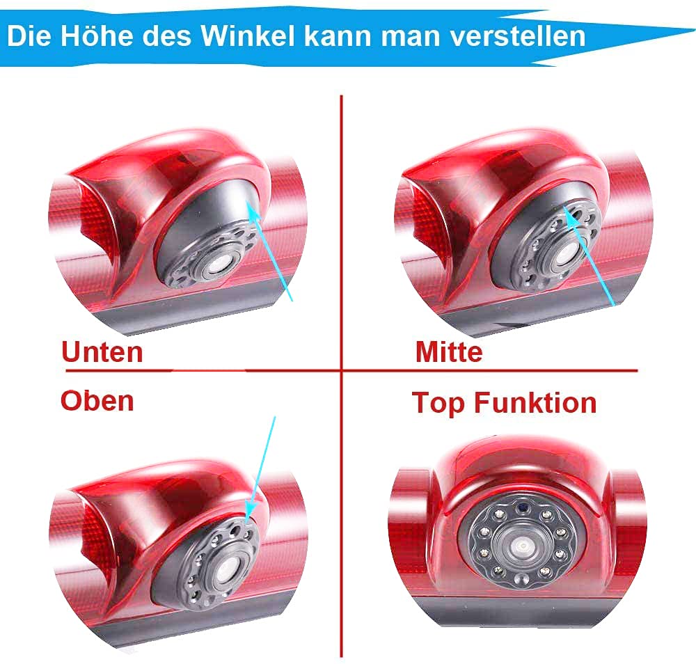 Auto Dritte Dach Top Mount Bremsleuchte Kamera Bremslicht Rückfahrkamera für Citroen Jumper/FIAT DUCATO X250 / Peugeot Boxer +7.0" Zoll Monitor TFT Bildschirm LKW KFZ LCD Display