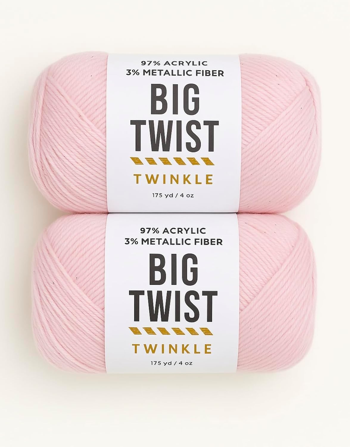 Big Twist Twinkle Yarn 2-Pack Bundle-Light Pink 100% Acrylic, 6oz Skeins (380 yds Each)