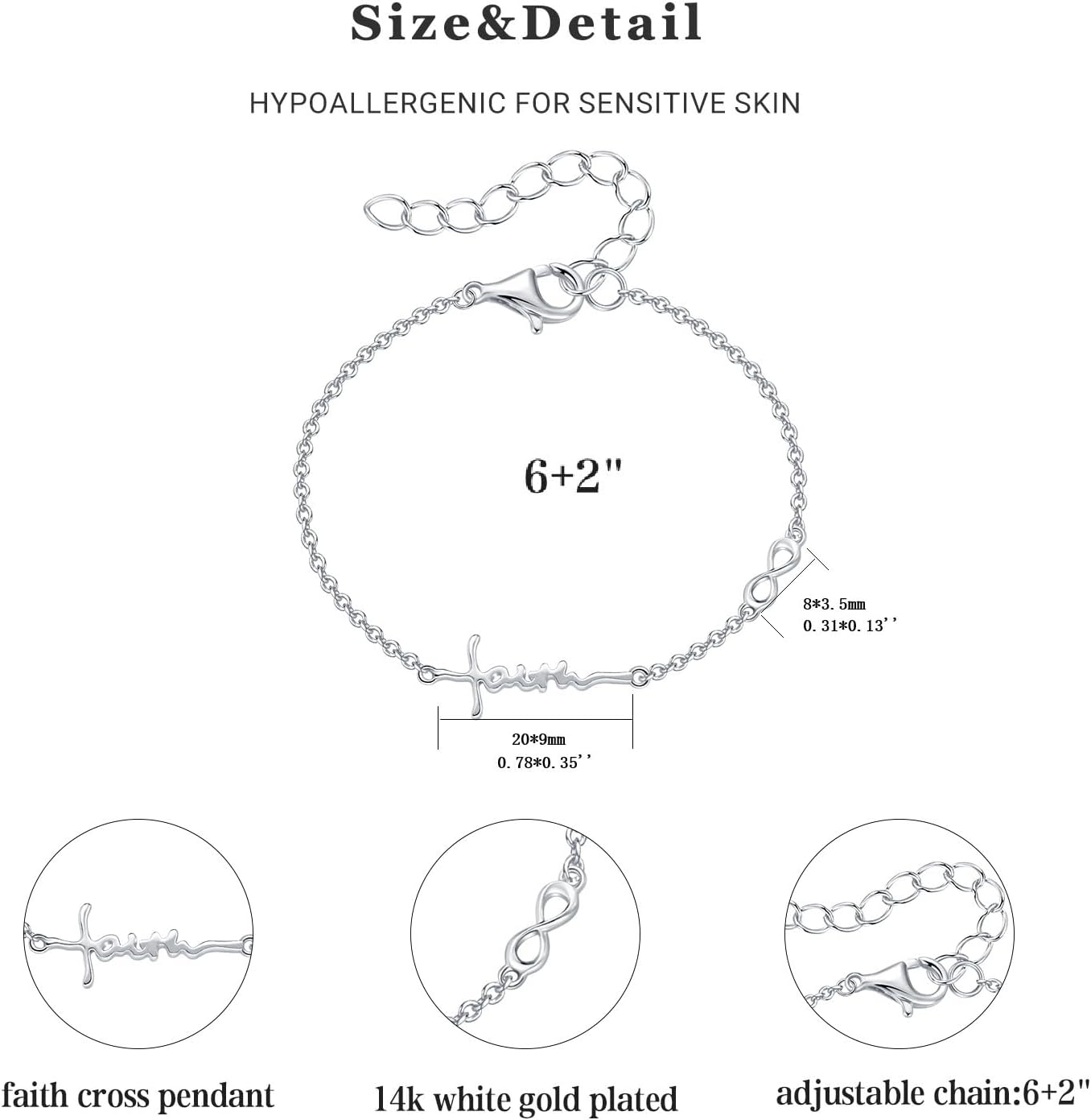 Cross Bracelet 14K Gold Plated Faith Cross Bracelet Christian Religious Jewelry Gifts for Women Mom Wife Birthday - Image 5