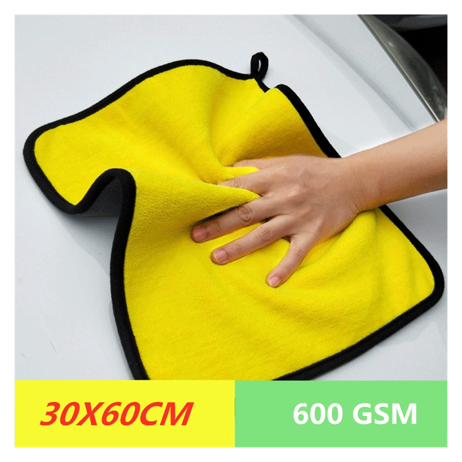 Panno per la pulizia in microfibra Asciugamano in microfibra per autolavaggio Panno per asciugare la pulizia dell'auto Orlo per la cura dell'auto Dettagli del panno Lavaggio auto Asciugamano giallo