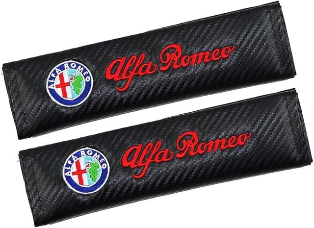 Carbon Fibre Effect Seat Belt Pads. GTV Alfasud 4C Mito Giulia Veloce Giuletta Spider Stelvio