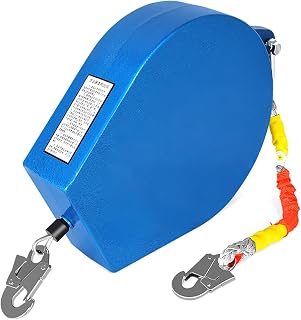 XWZ 300Kg Retractable Fall Arrester with Flame Retardant Safety Rope and Steel Wire Rope, Fall Protection Double Brake System Self Retracting Lifeline(Size:5m)