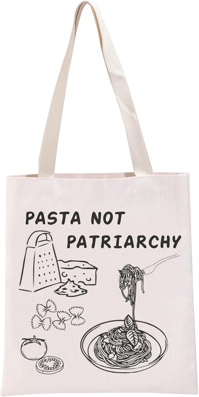 G2TUP Feminist Gift Pasta not Patriarchy Tote Bag Cheese Italian Handbag Feminism Gift Pasta Lover Gifts