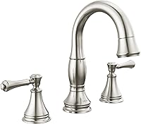 Vista 1 de Delta Faucet Cassidy Pull Down Bathroom Faucet, Brushed Nickel Widespread Bathroom Faucet 3 Hole, Bathroom Sink Faucet with Magnetic Docking