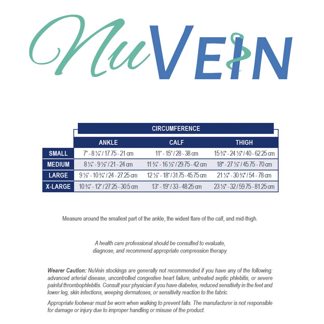 NuVein Medical Compression Stockings, 15-20 mmHg Support, Soft Comfort Microfiber, Thigh Length, Closed Toe, Beige, Large