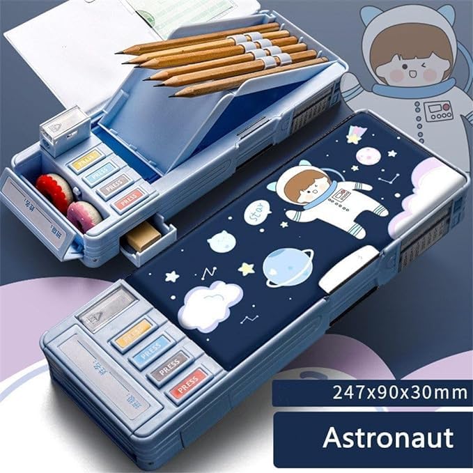 Image of Multifunctional Pencil Box for Kids Space Compass Box for Boy Pencil Box Compass for Boys & Girls Magnetic Compass for Boys Space Theme Return Gifts for Kid (Space Compass)