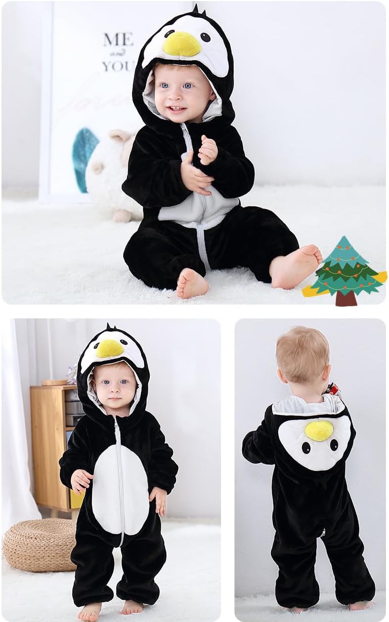 CuteOn Toddler Halloween Costume Onesie Cosplay Romper Christmas Infants Baby Costume Penguin 3Months-4Years - Image 2