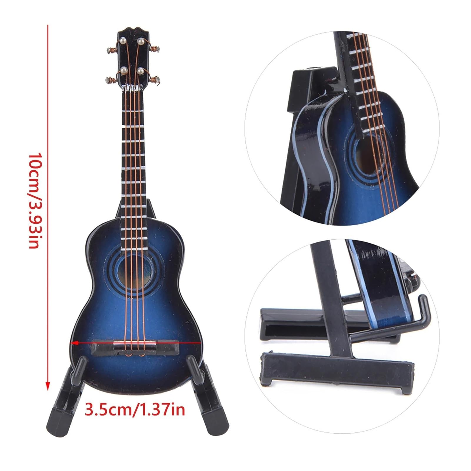 Modèle Miniature Guitare Avec Support Réglable - Ornement Décoratif Artisanat Exquis Pour Étagère Ou Bureau