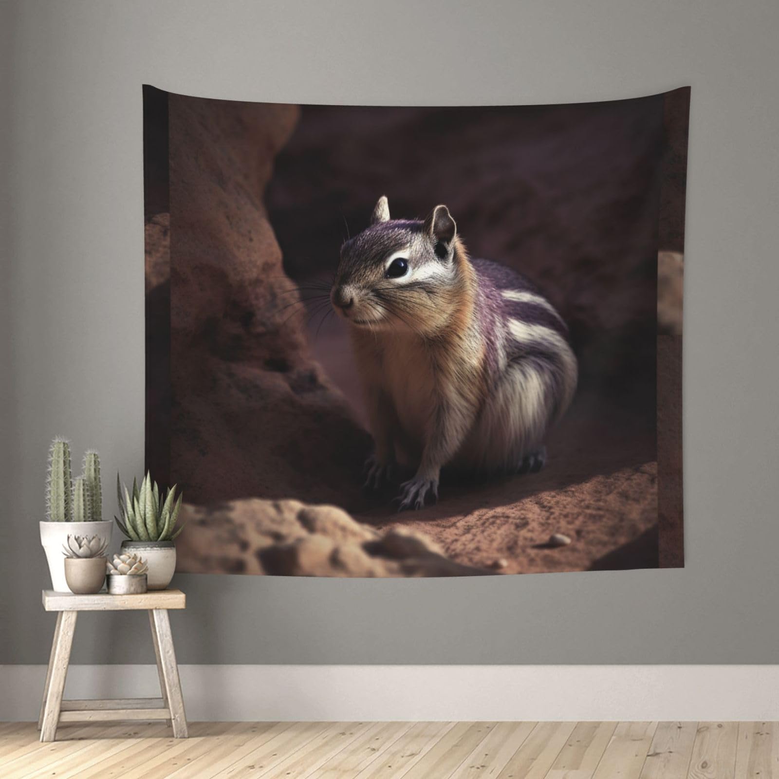 QMKFWT Living Room 60x51 InchA Chipmunk Tapestry Backdrop Wall Hanging Flag Indoor Outdoor Wall Art Tapestries Wall Decor Blanket Beach Throws Funny Banner Poster for Dorm, Bedroom