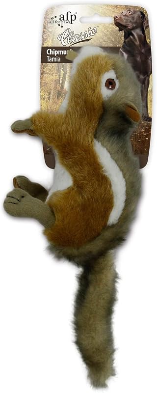ALL FOR PAWS Juguetes chirriantes para perros, animales de peluche, ardilla, juguetes de peluche para mascotas, juguete para masticar con chirrido para perros grandes