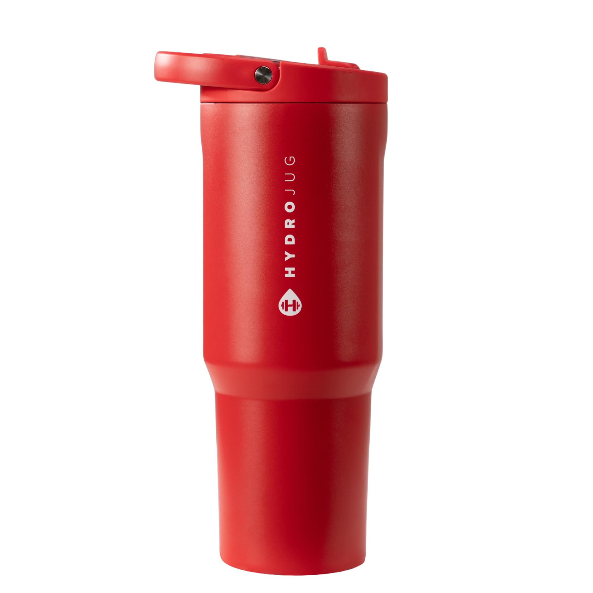 HydroJug Sport - Stainless Steel Tumbler with Straw, Vacuum Insulated, 32oz Leakproof Water Bottle, Ergonomic Design, Reusable, Dishwasher Safe, Rubber Base, Durable for Gym or Outdoors, Alumni Red