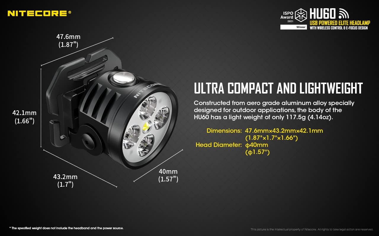 Amazon.co.jp: Nitecore HU60 USB エリート LED ヘッドランプ - 1600