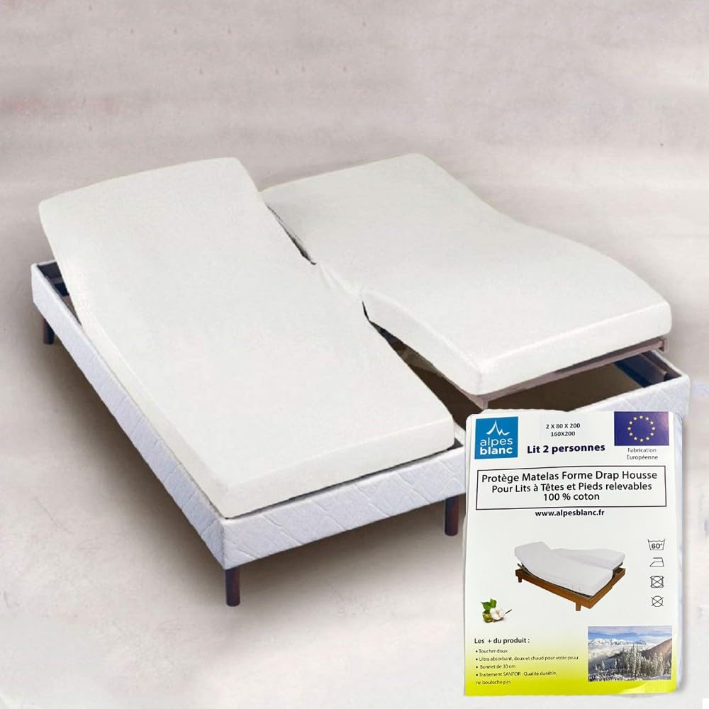 Protège-matelas coton 200 g/m² pour lit électrique confortable et résistant