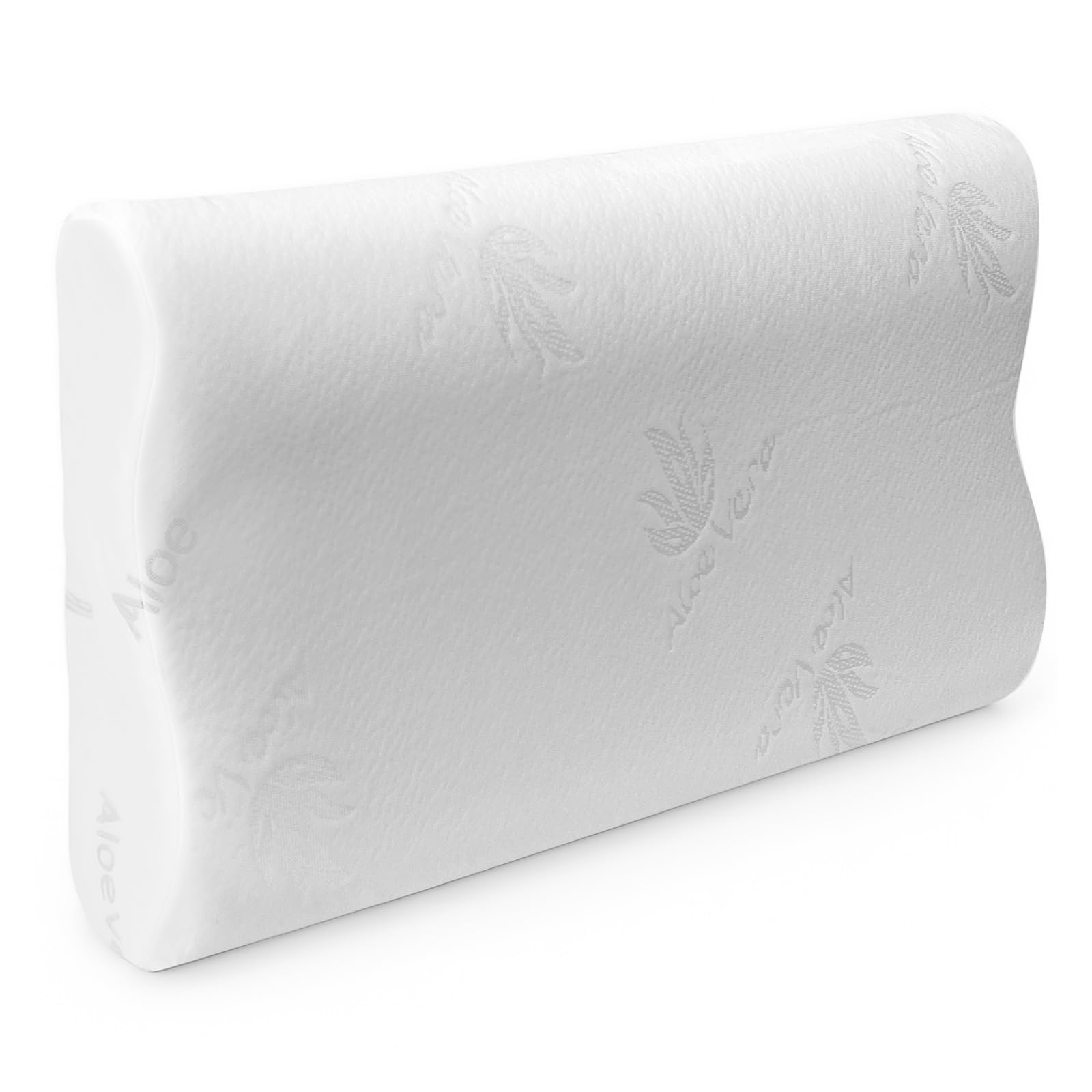 Homey - Almohada Cervical y Cuello Viscoelástica Cojín Ortopédico para Dormir, Antiácaros Antialérgico y Transpirable Ideal para Dolores de Cuello, Funda Aloe Vera Antibacteriana Extraíble y Lavable