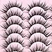 FARRED Wispy Lashes Hybrid Mink Eyelashes 14 Pairs Cat Eye Natural False Eyelash Strips with Spikes Demi Wispies Short Fake Eye Lash for Daily Makeup (F17 | 8-16 mm)