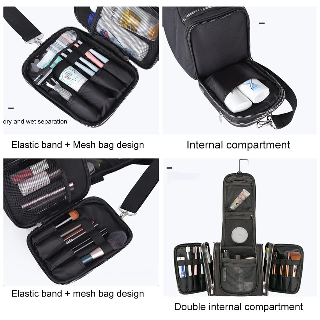 Neceser para Colgar en Estante, Organizador de cosméticos de Viaje, Bolsa de baño para Ducha, para Hombres y Mujeres, se Puede Llevar en la Mano/Hombro (Color: Negro, tamaño: 28 *