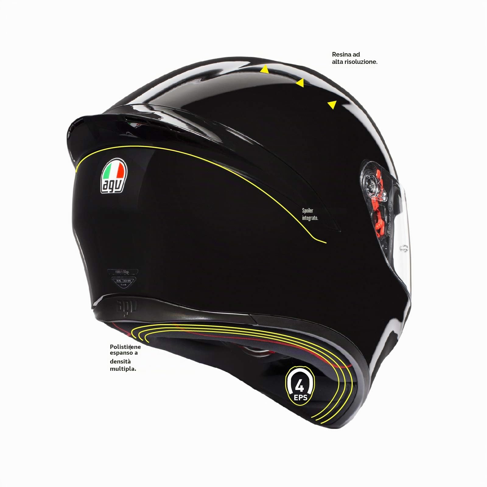 AGV K1 ECE 22-05 Solid Casco Moto Integrale ECE 22-05 Sportivo, Nero, MS
