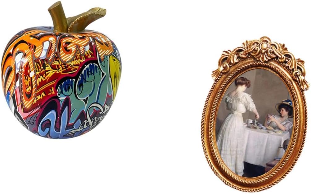 Nordic Graffiti Sculpture and Ornate Resin Photo Frame Decorative Collectable Artwork for Tabletop Home Office Bar Party Gift Display Holder