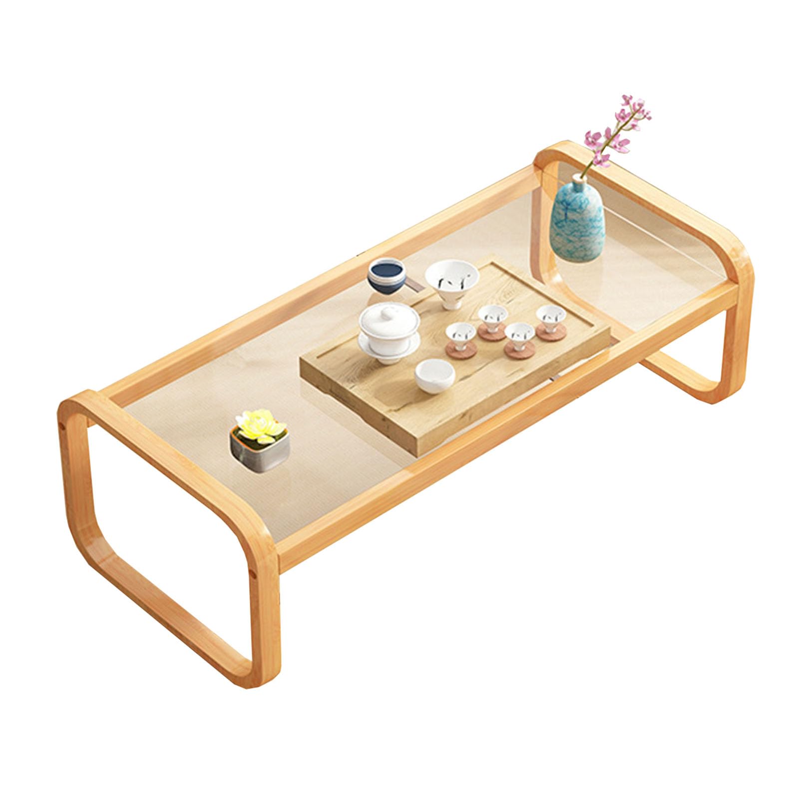 Table basse salon JATIBOSH table basse tatami verre trempé