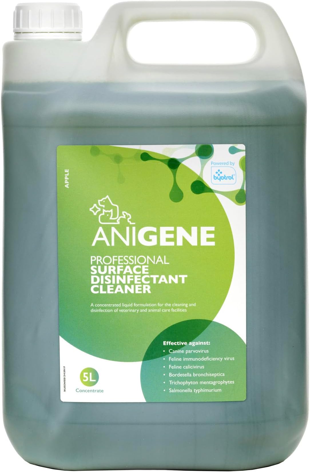 – ANIGENE Surface Disinfectant Cleaner (5 Litre – Apple Scent) - Disinfectant Solution For Use Around Animals & Pets, Kills Bacteria, Viruses, Fungi & Yeast – Non-Corrosive In Use - Made In The UK