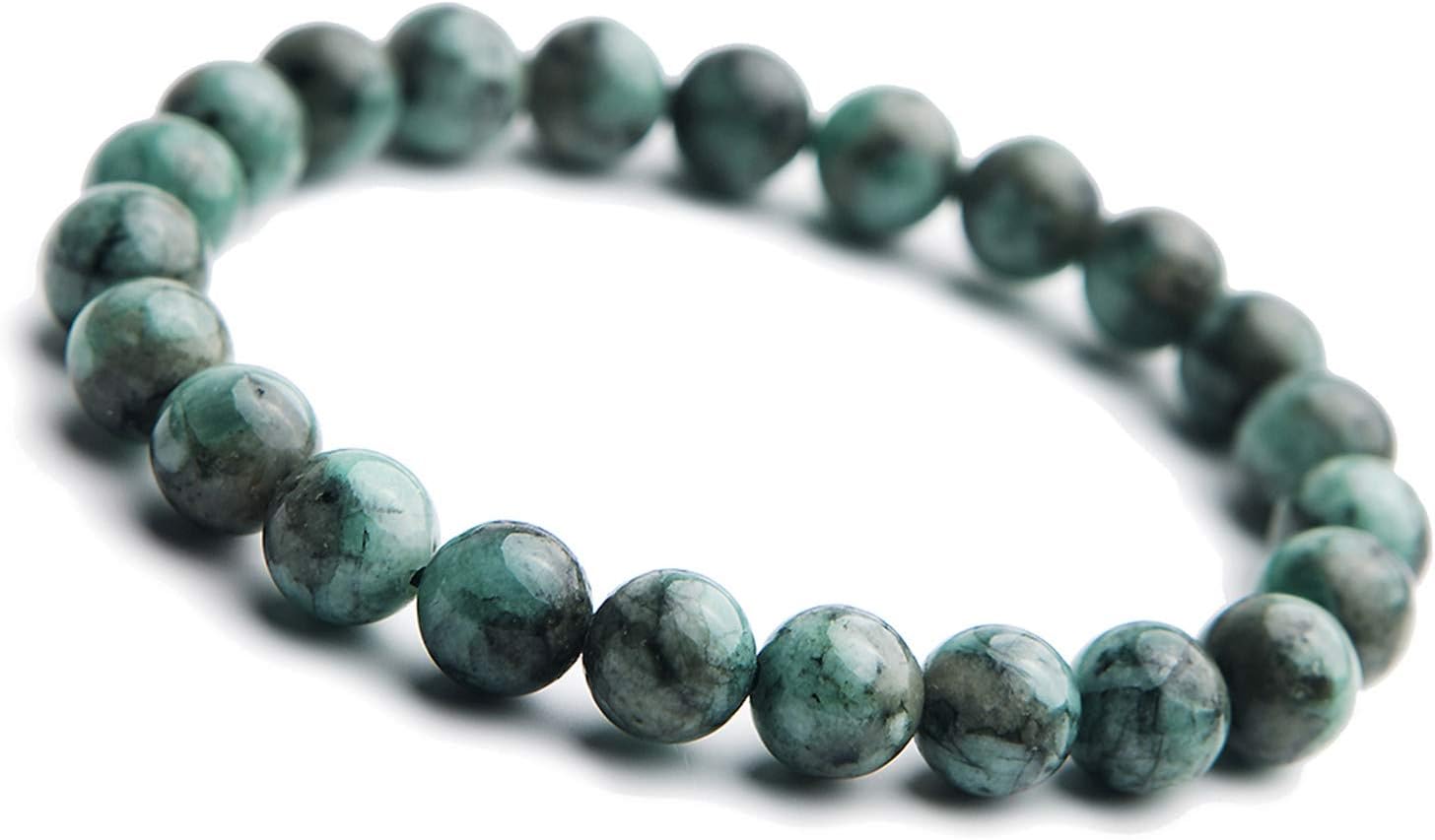 8mm Natural Green Emerald Gemstone Round Beads Women Men Bracelet AAAAA