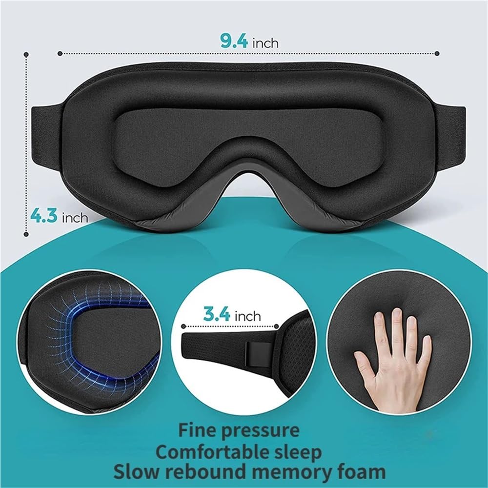 Antifaz para dormir con luz 3D, espuma viscoelástica, antifaz de seda para dormir para mujeres y hombres, máscara para dormir, sombra de ojos, ayuda para dormir (negro2)