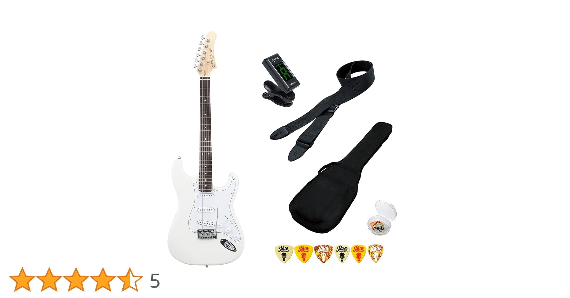 Amazon | エレキギター 初心者セット 6点 PhotoGenic ST180 WH