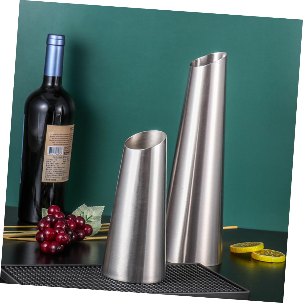 Edelstahl Weinausgießer Leichter Schnelldekanter mit Abgeschrägter Kante für Rotwein und Weißwein Einfach zu Reinigen Silber