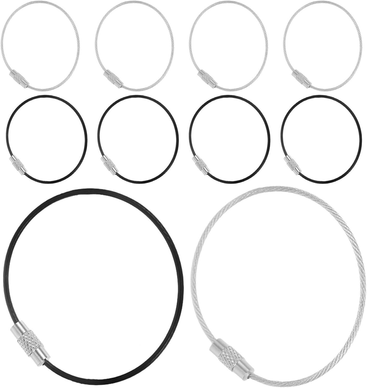 BESTYASH 10pcs Metal Wire Key Ring Loop Holder with Twist Lock for Keys