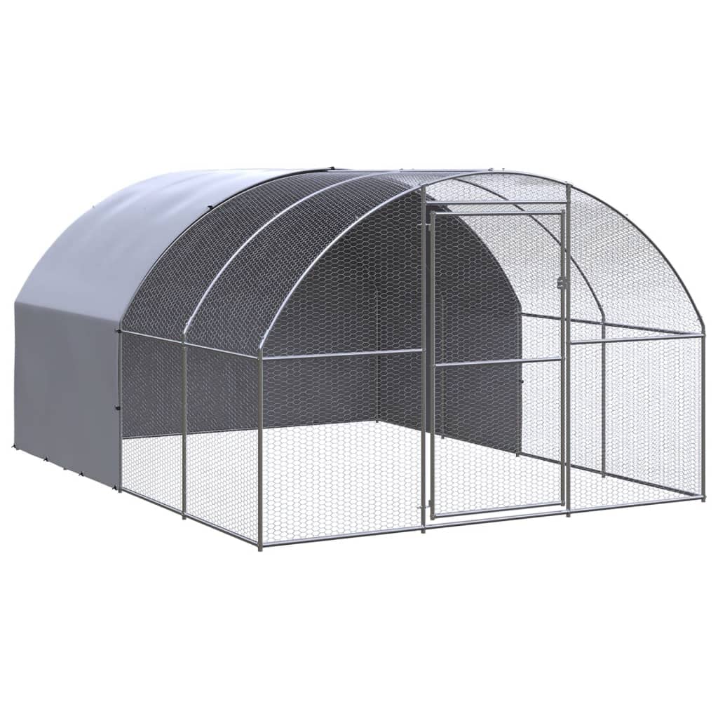 Pollaio per esterni in acciaio zincato, 3 x 4 x 2 m, con tetto in polietilene impermeabile, capiente recinto per conigli, porcellini d'India, criceti, roditori, furetti, ricci