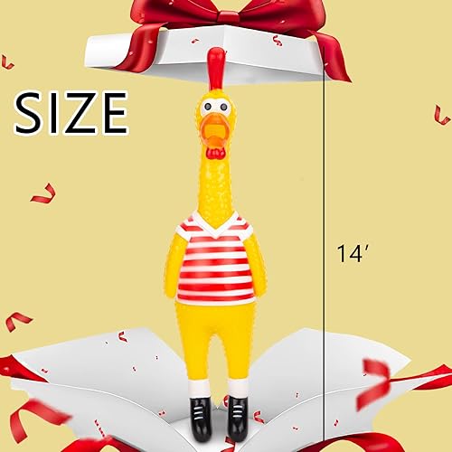 Miniatura 2 de MCPINKY Juguete de goma para perro de pollo, pollo chirriante gritando pollo rojo y blanco, juguete novedoso para broma de ruidos