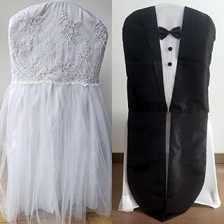 YHC#162 YHC#160 Wedding Party Birthday 2 Pack Mr and Mrs for Bride and Groom Chic Elegant Fantastic Chair Back Covers Suit for Wedding Party Birthday Events Décor