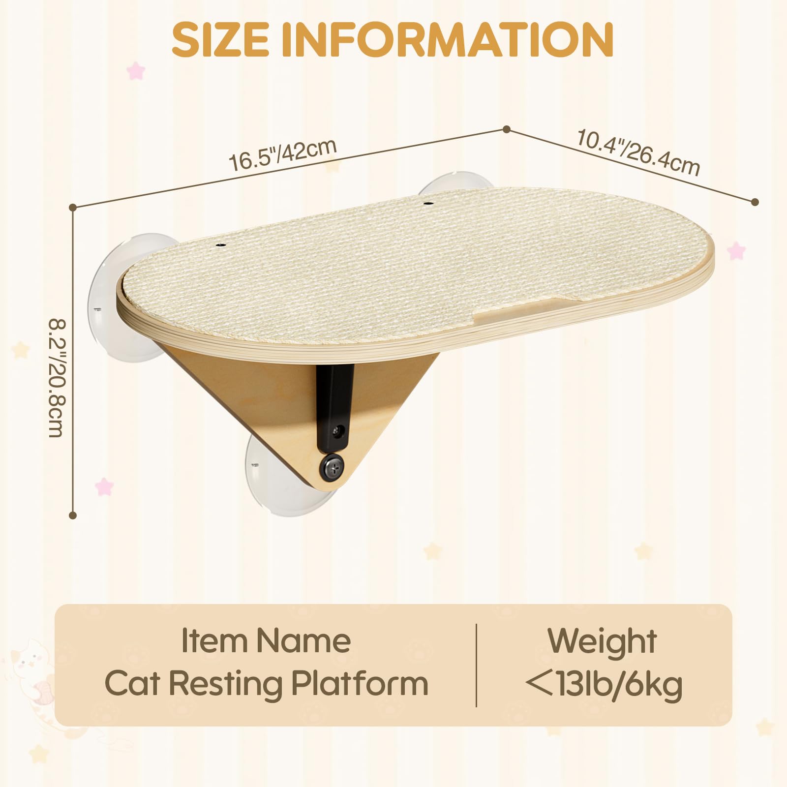 EDAGNY Percha De Madera para Ventana para Gatos con Potentes Ventosas 1PCS