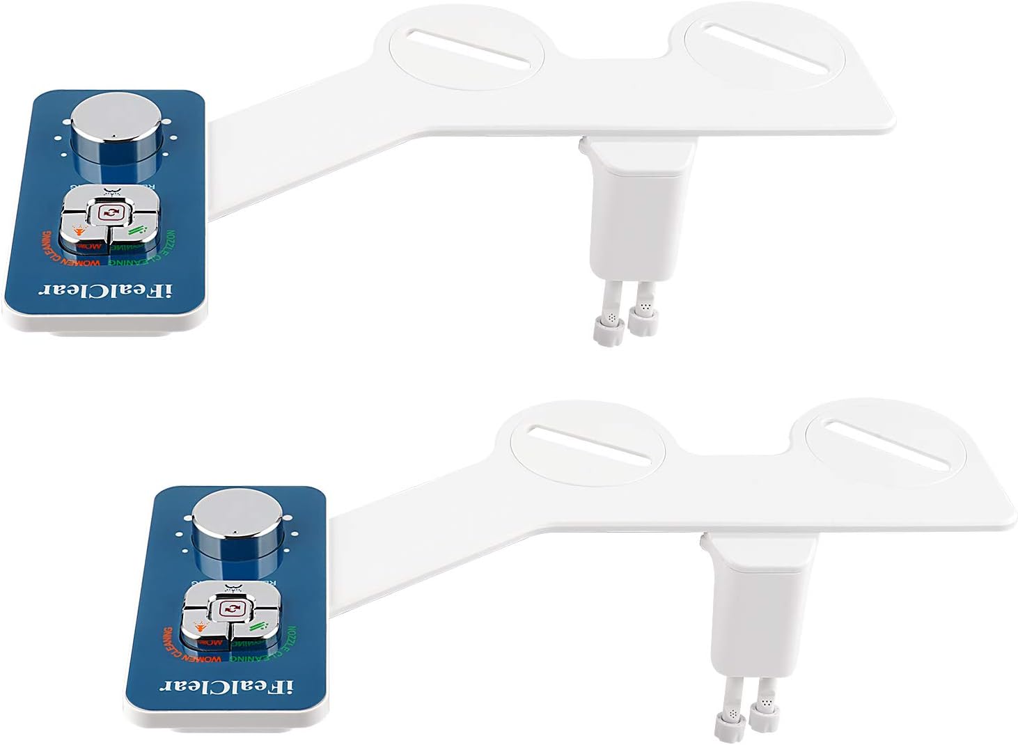Get Popular Offer iFealClear 2 Pack Bidet Attachment Non-Electric Bidet Self-Cleaning Dual Nozzle (Frontal/Feminine Wash), Fresh Water Spray Bidet For Toilet Adjustable Water Pressure Switch-Chrome Finished Panel