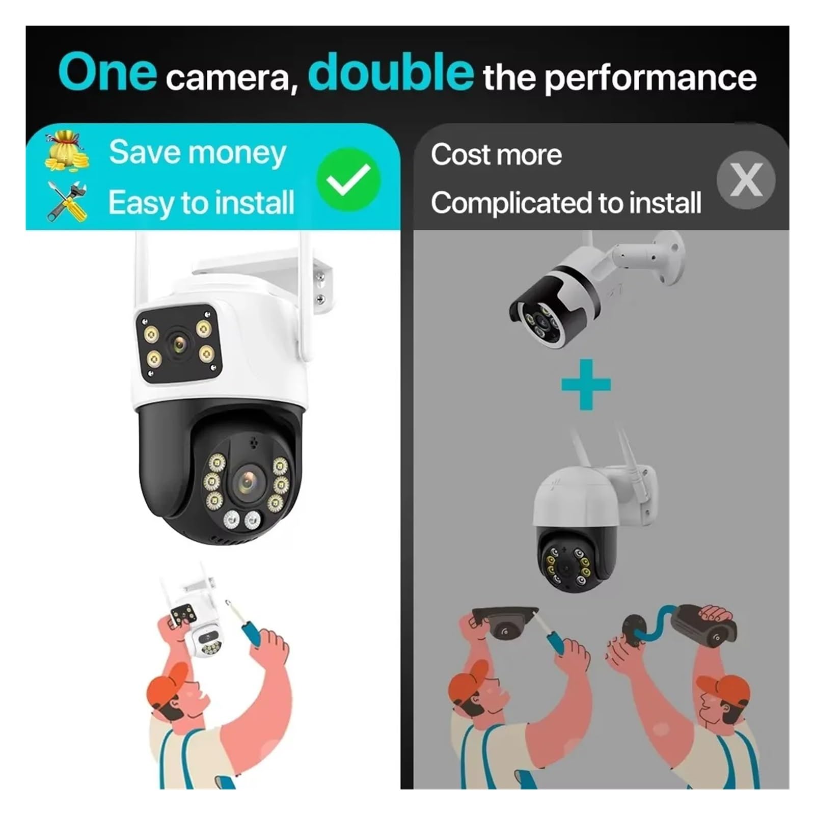 Telecamera esterna WiFi PTZ a doppio obiettivo 4K da 8 MP