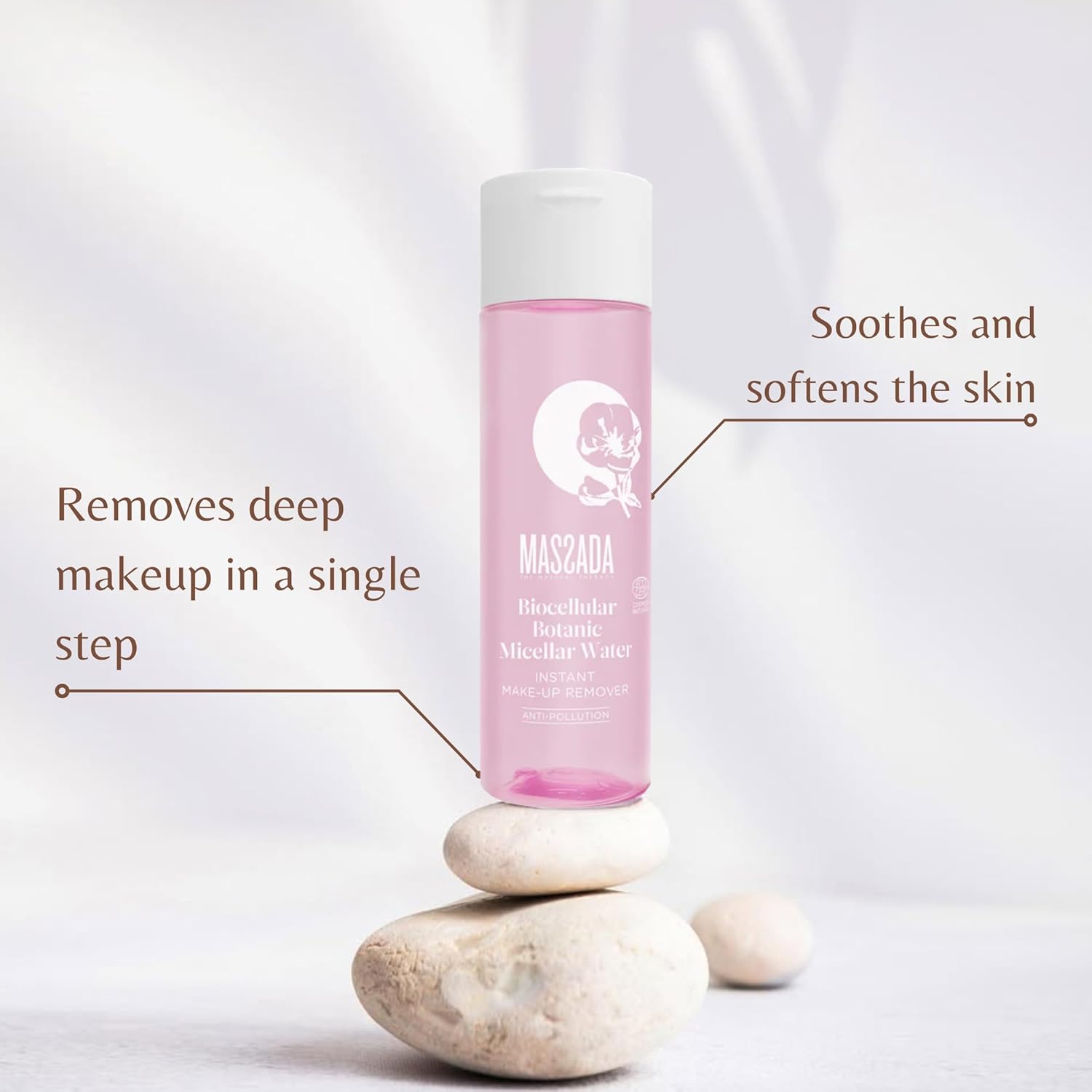 Massada Biocellular Botanic Micellar Water – Deep Cleansing & Makeup Removal | Chamomile, Calendula & Rose | Soothes & Softens Skin 6.7 fl. oz