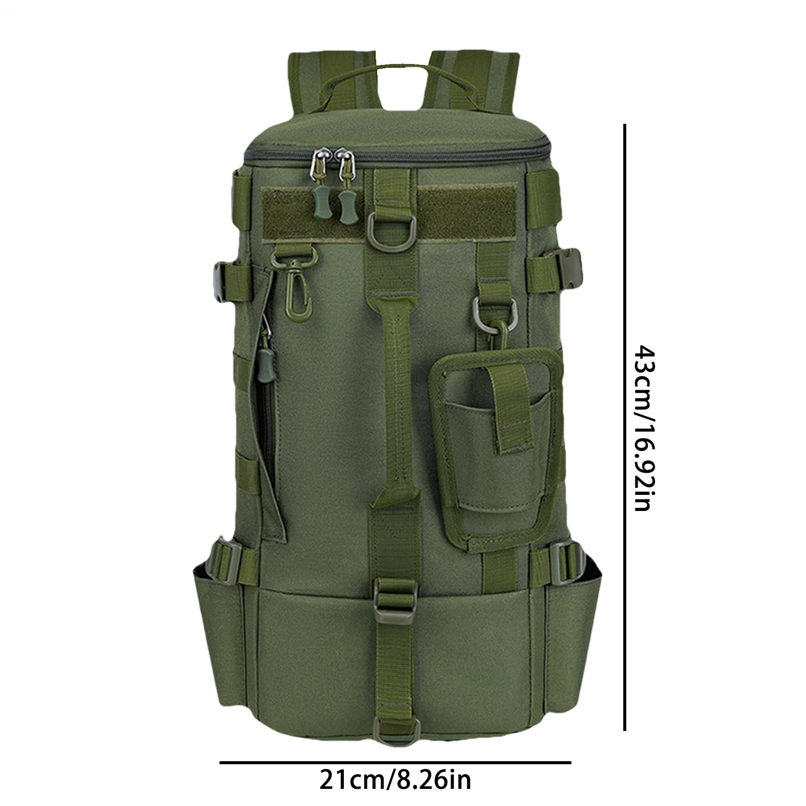 Zaino per attrezzatura da pesca, borsa da pesca all'aperto con porta canna | borsa da viaggio, stoccaggio, grande spazio per campeggio ed escursionismo, Verde militare, Refer to description, Unisex