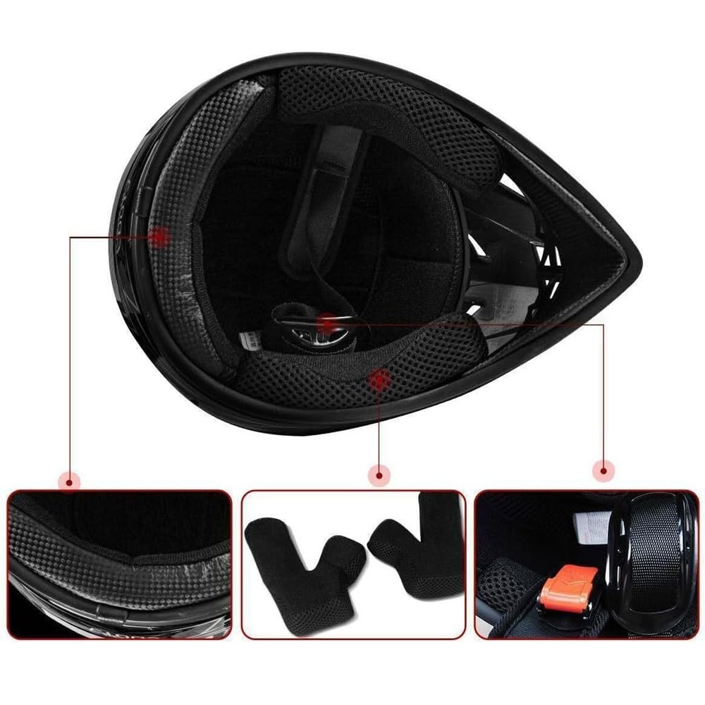 9-14 Ans Unisexe Visage Intégral Casque Motocross, Approuvé par Le Dot, avec Lunettes Gants Masque, Jeunesse Enfants Hors Route Moto Karting Accident Casque