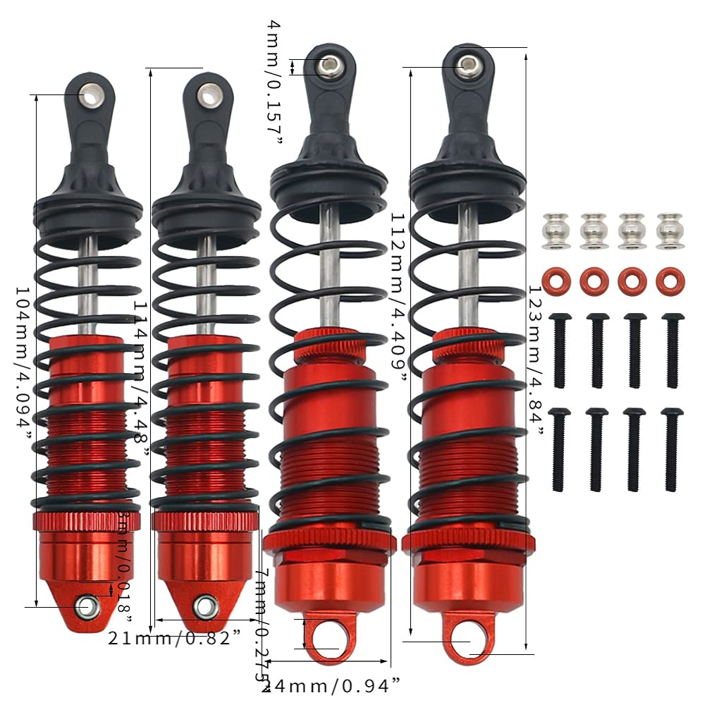 RCAWD rc Stoßdämpfer set für 1/10 ARRMA 3S & Mega550 Senton Granit Big Rock Typhon Teil (rot), 4 Stück