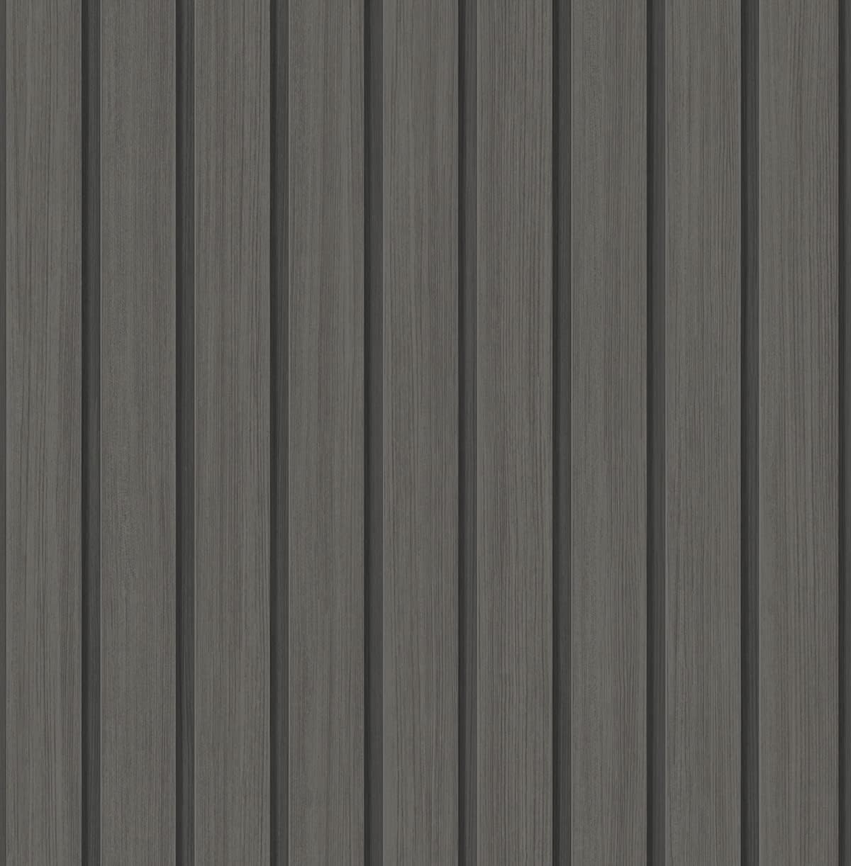 NextWall Stacy Garcia Home Faux Wooden Slats Peel and Stick Wallpaper (Charcoal)