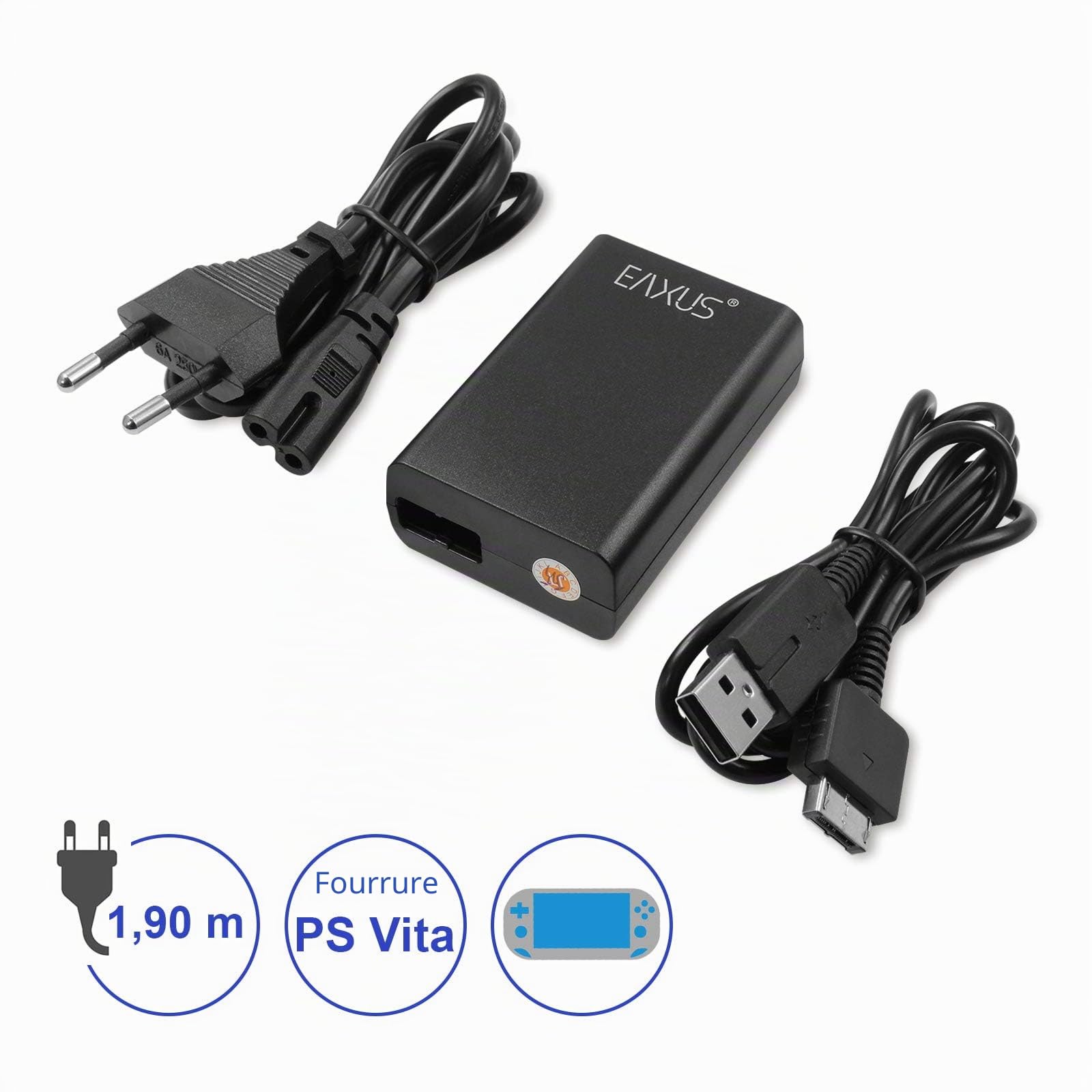 Eaxus® Chargeur pour PlayStation Vita - 1,9 mètre de câble de Charge USB/câble d'alimentation PS Vita