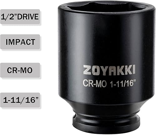 Miniatura 305 de Enchufe de impacto de 6 PT de 1/2" x 0.827 in de profundidad, CR-MO, 1/2 pulgada de accionamiento de 6 puntos para una fácil extracción