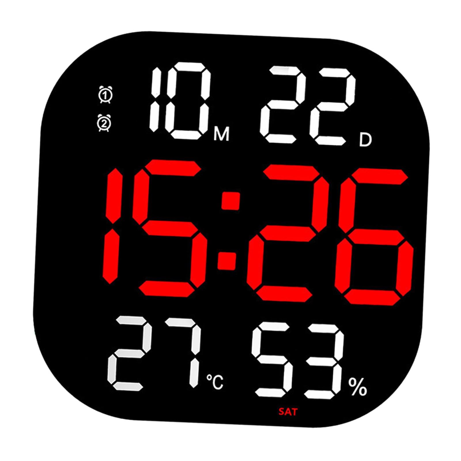 Horloge murale numérique pour cuisine et bureau grand écran avec date et semaine